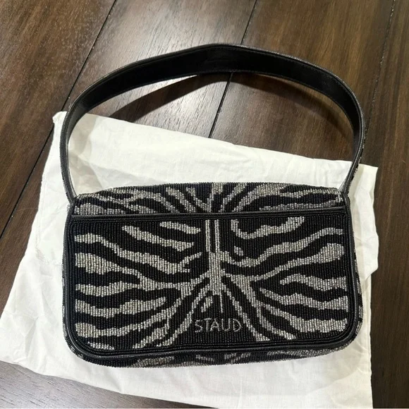 STAUD Bags Staud Zebra Pattern Beaded Shoulder Bag Poshmark